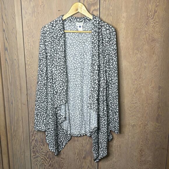 Yarn & Sea Gray White Cheetah Print Lightweight Open Jacket Size Large - Picture 1 of 4
